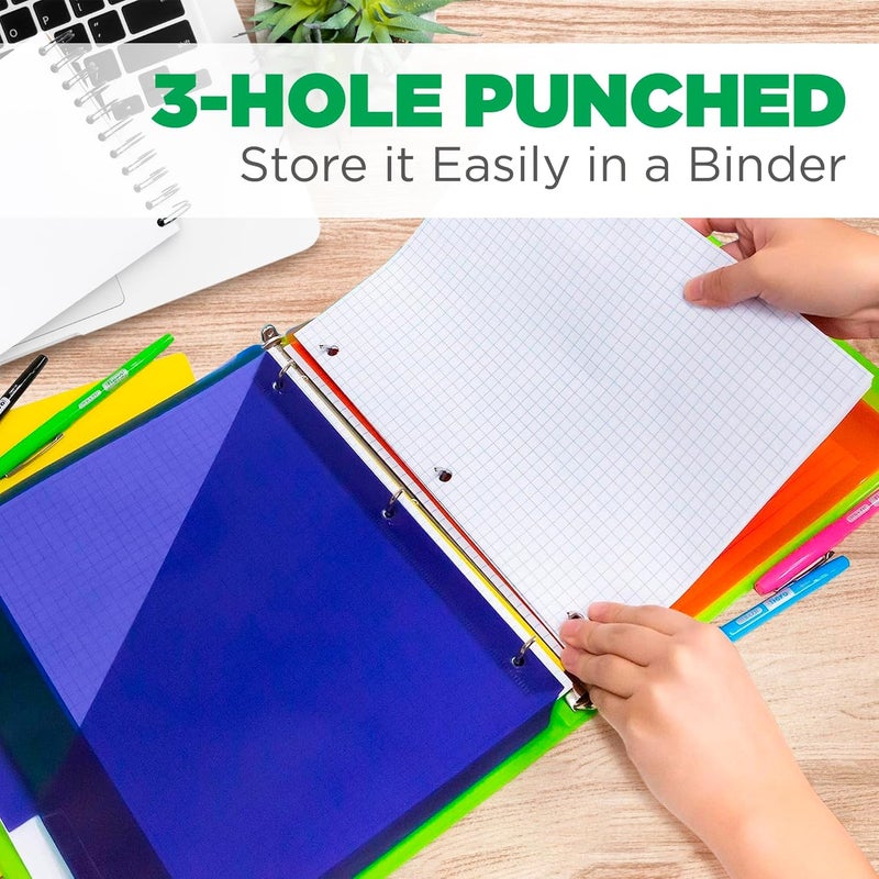 Manaloom Graph Paper, Filler Paper Loose leaf Graph Paper - 8” x 10.5" - Graph Ruled, 4x4 Quad Ruled Notebook Paper, 3 Hole Punched Loose leaf Papers for 3 Ring Binders - 100 Sheets per Pack (6 Pack) - Image 3